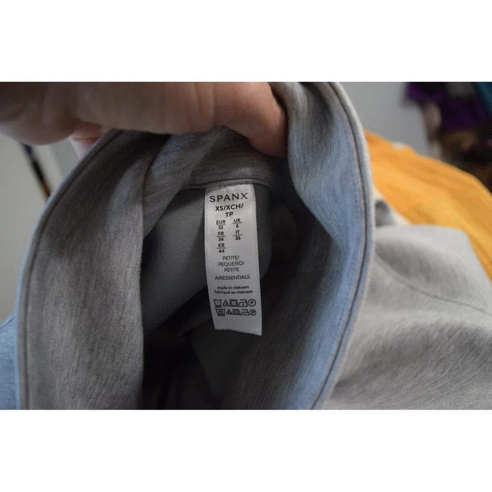 Spanx AirEssentials Jumpsuit XS Petite Gray Half Zip Wide Leg Women Loungewear